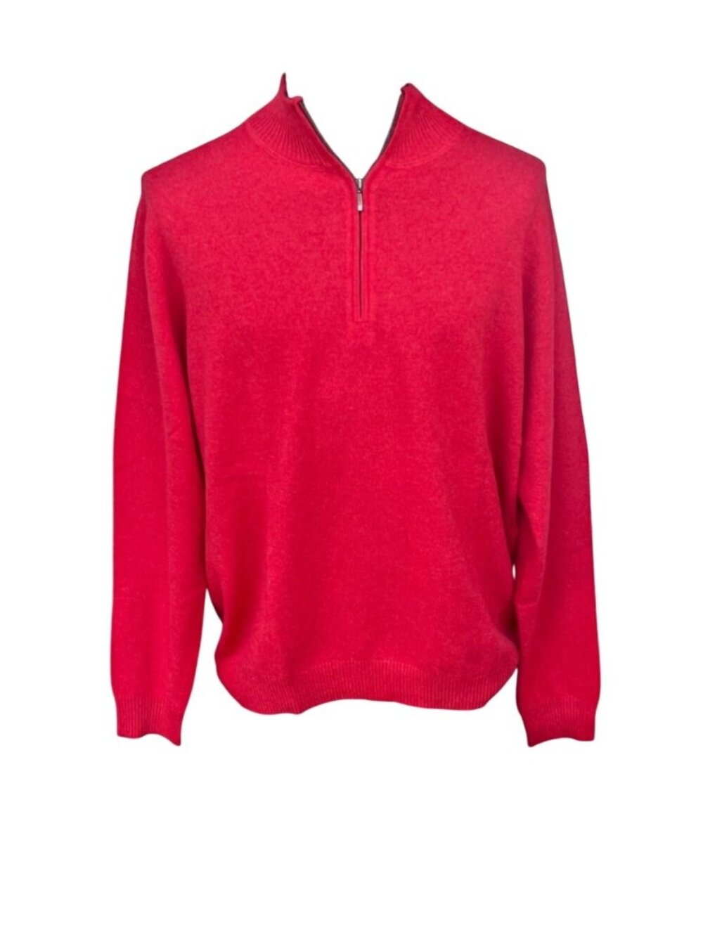 Neiman Marcus 100% Cashmere Quarter Zip Sweater Mens XL Red NWT